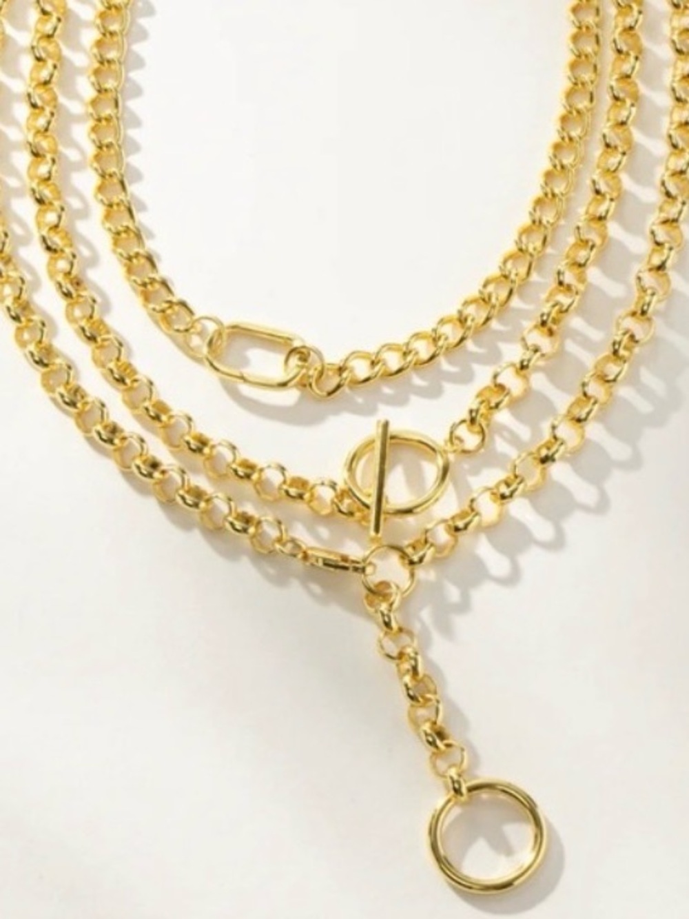 Uncommon James Luxe Layered Necklace 3-in-1 stack 14k gold-plated brass rolo